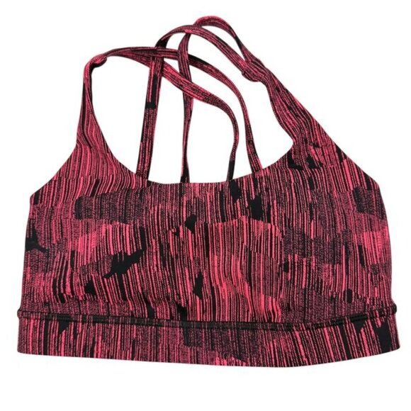 Lululemon Energy Bra In Down Pour Electric Coral Black Size 4 - Picture 3 of 6